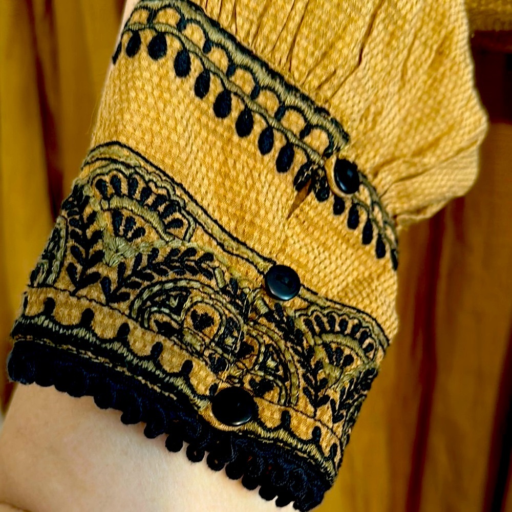 Free People Tan Dress with Relaxed Fit and Bib Collar - Picture 4 of 8